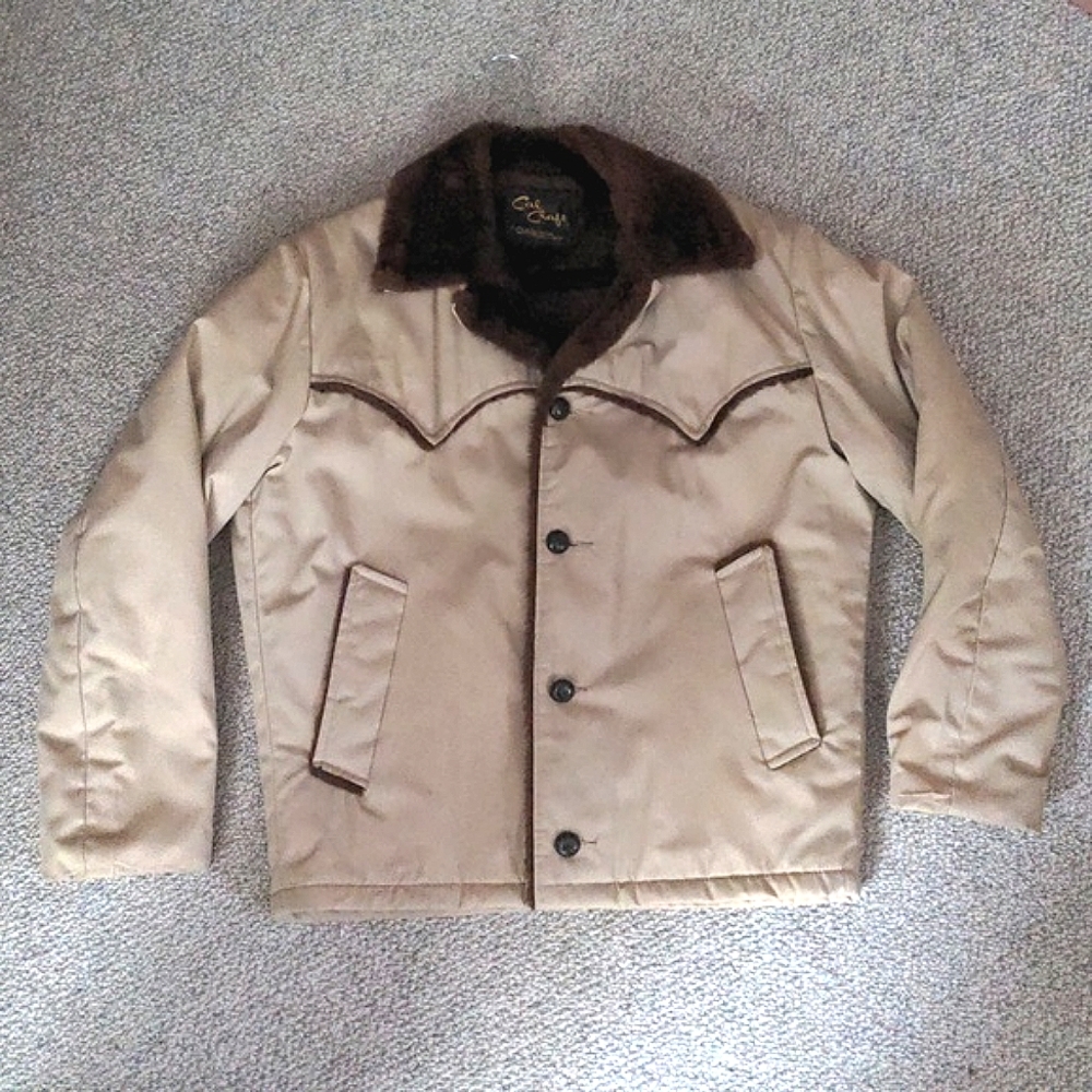Vintage Cal Craft short tan fur lined winter jacket